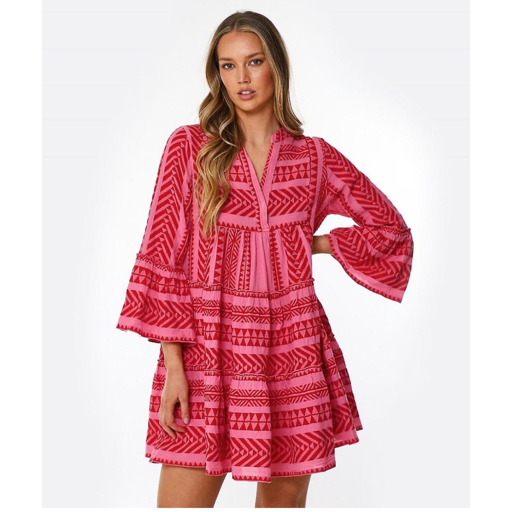 Devotion Pink and Red cotton blend mini dress